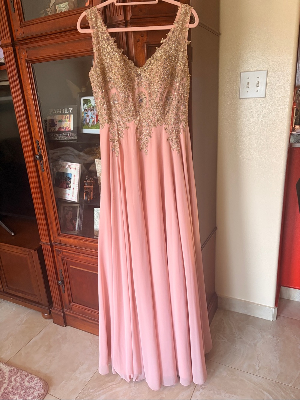 Blush Pink Beaded Evening Gown